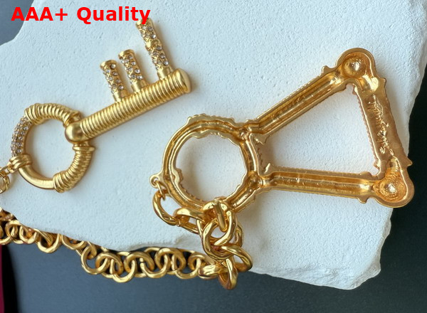 Schiaparelli Key Chain Necklace in Hammered Gold Brass Replica
