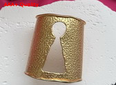 Schiaparelli Keyhole Cuff Bracelet in Hammered Gold Brass Replica