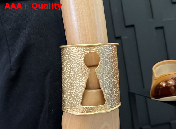 Schiaparelli Keyhole Cuff Bracelet in Hammered Gold Brass Replica