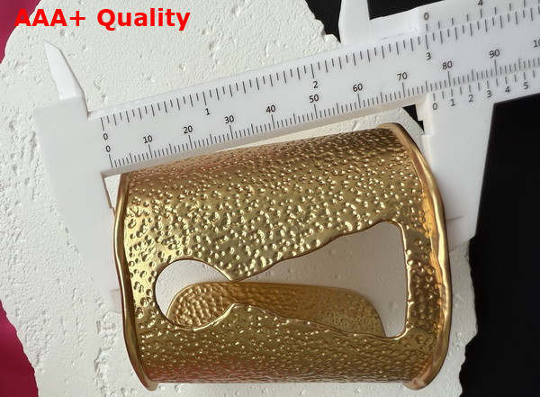 Schiaparelli Keyhole Cuff Bracelet in Hammered Gold Brass Replica