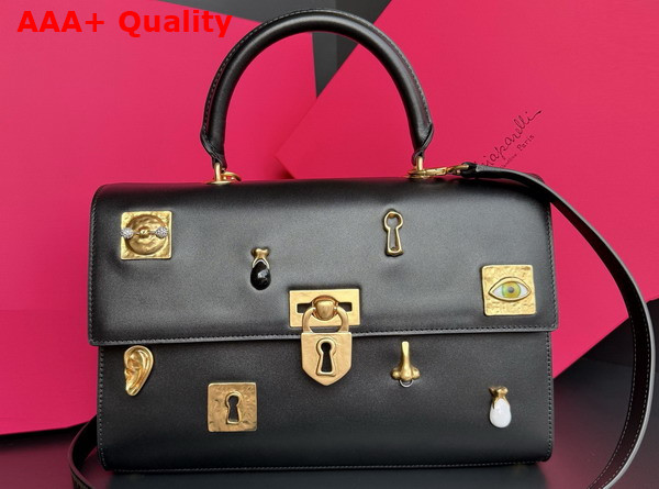 Schiaparelli Large Bijoux Secret Bag in Smooth Black Lambskin Replica