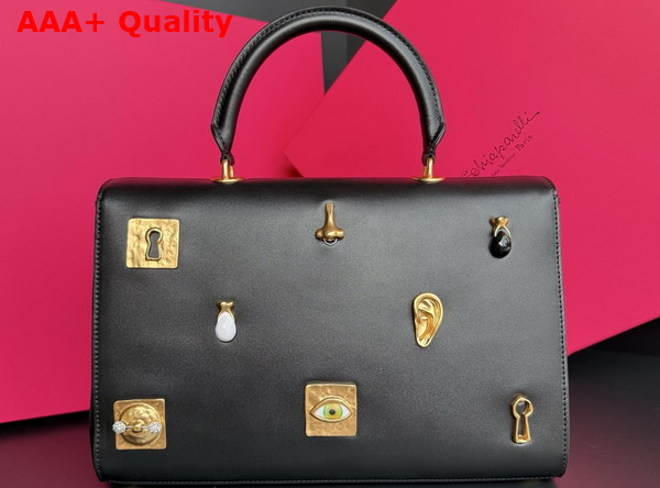 Schiaparelli Large Bijoux Secret Bag in Smooth Black Lambskin Replica