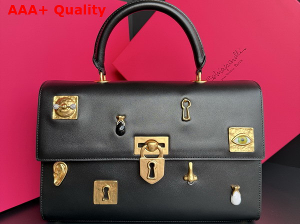Schiaparelli Large Bijoux Secret Bag in Smooth Black Lambskin Replica