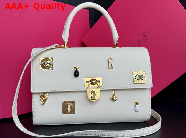 Schiaparelli Large Bijoux Secret Bag in Smooth Ecru Lambskin Replica