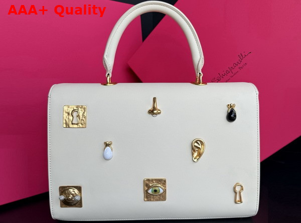 Schiaparelli Large Bijoux Secret Bag in Smooth Ecru Lambskin Replica