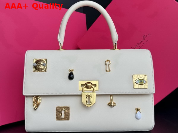 Schiaparelli Large Bijoux Secret Bag in Smooth Ecru Lambskin Replica