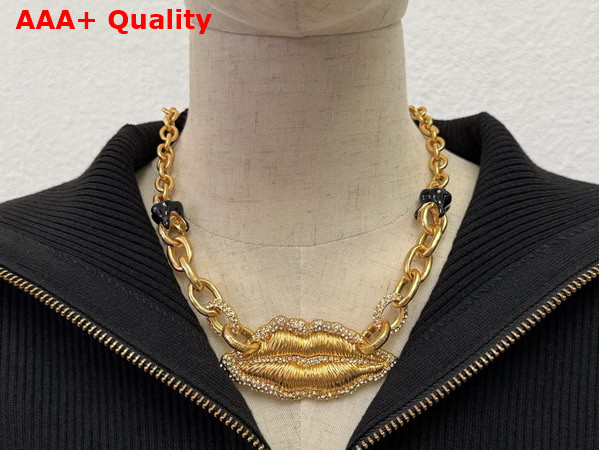 Schiaparelli Lips Necklace in Gold Plated Brass Replica