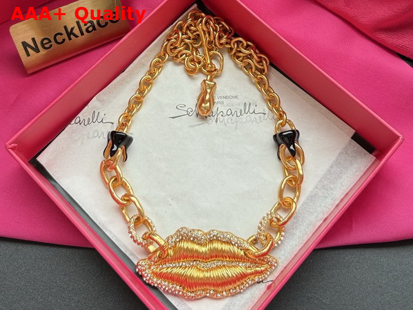 Schiaparelli Lips Necklace in Gold Plated Brass Replica