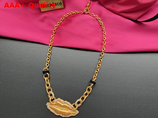 Schiaparelli Lips Necklace in Gold Plated Brass Replica