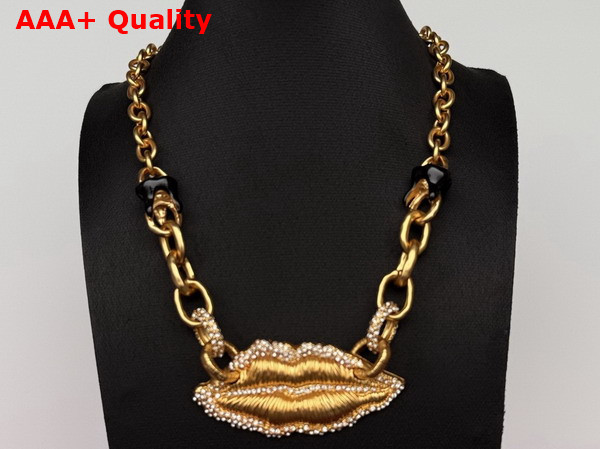 Schiaparelli Lips Necklace in Gold Plated Brass Replica