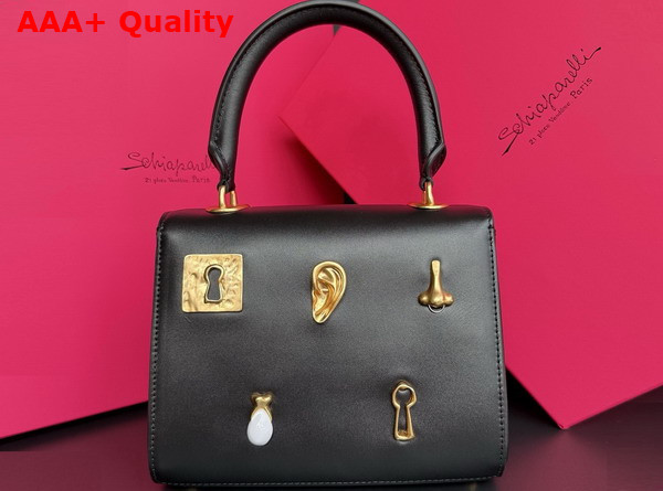 Schiaparelli Mini Bijoux Secret Bag in Smooth Black Lambskin Replica