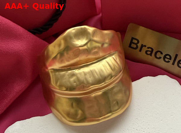 Schiaparelli Mouth Bangle Bracelet in Hammered Gold Brass Replica