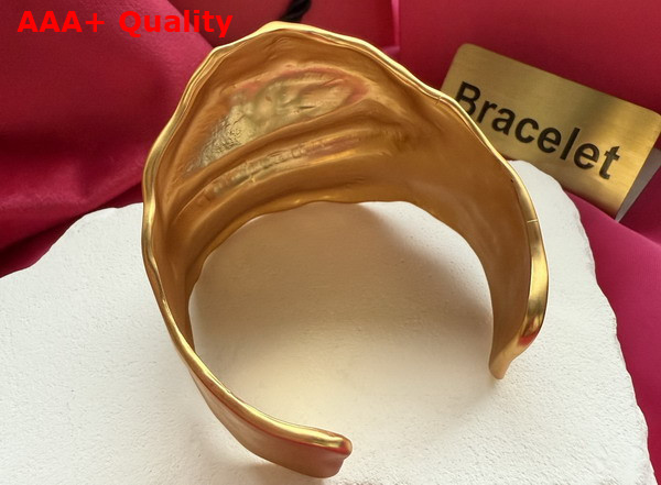 Schiaparelli Mouth Bangle Bracelet in Hammered Gold Brass Replica