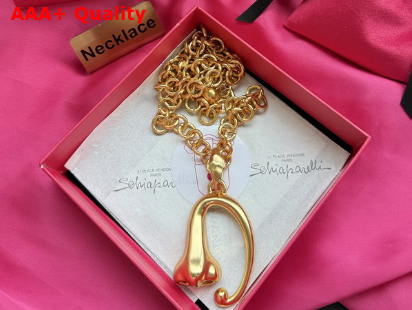 Schiaparelli Nose Necklace in Gold Plated Brass Replica