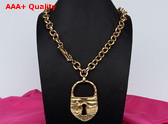 Schiaparelli Padlock Necklace in Hammered Gold Brass Replica