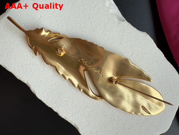 Schiaparelli Plume Brooch in Gold Brass Replica