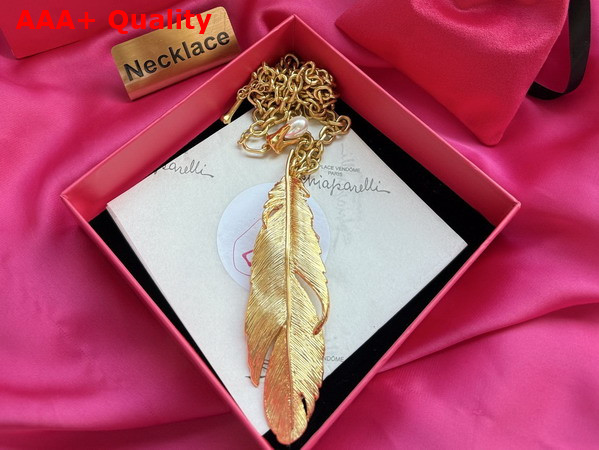 Schiaparelli Plume Necklace in Gold Brass Replica