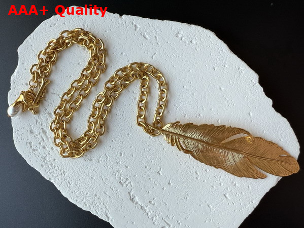 Schiaparelli Plume Necklace in Gold Brass Replica