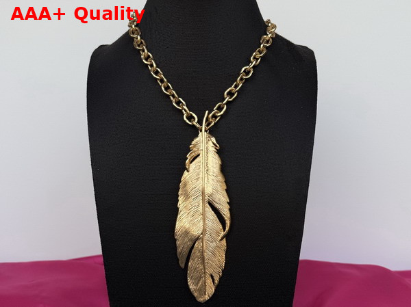 Schiaparelli Plume Necklace in Gold Brass Replica