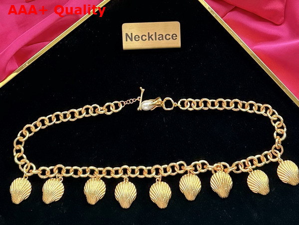 Schiaparelli Sea Shell Necklace in Gold Brass Replica