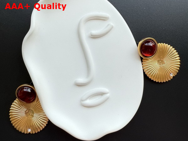 Schiaparelli Suns and Cabochons Earrings in Gold Plated Brass Replica