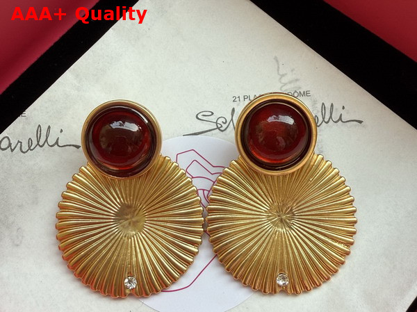 Schiaparelli Suns and Cabochons Earrings in Gold Plated Brass Replica