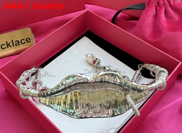 Schiaparelli Surrealist Lips Chocker in Silver Replica