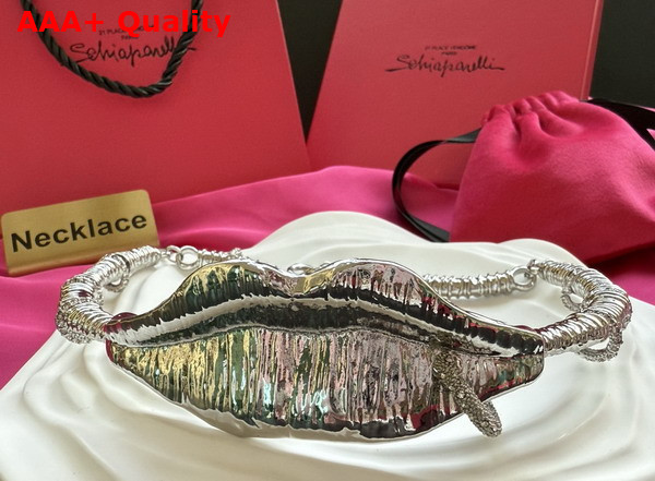 Schiaparelli Surrealist Lips Chocker in Silver Replica