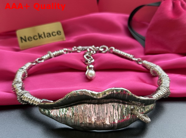 Schiaparelli Surrealist Lips Chocker in Silver Replica