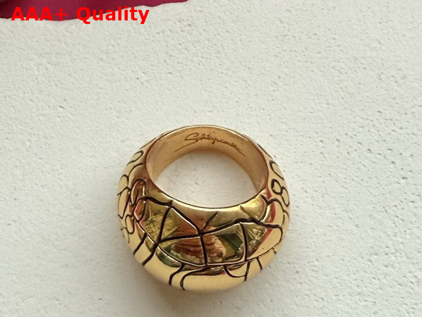 Schiaparelli Trompe Loeil Ring in Hammered Gold Brass Replica