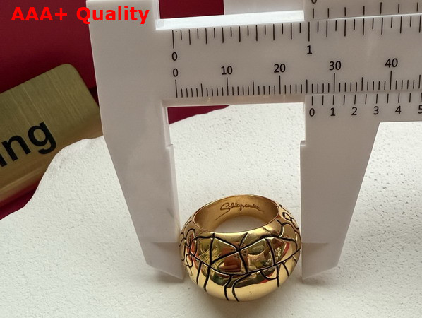 Schiaparelli Trompe Loeil Ring in Hammered Gold Brass Replica