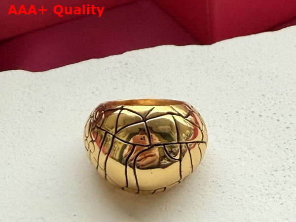 Schiaparelli Trompe Loeil Ring in Hammered Gold Brass Replica