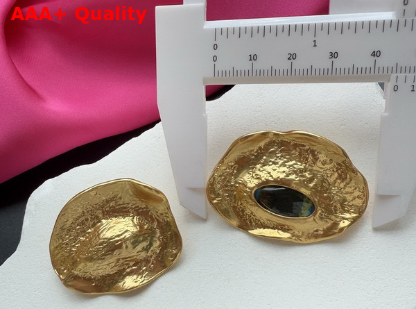 Schiaparelli Wink Earrings in Hammered Gold Brass and Enamel Replica