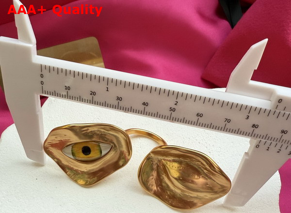 Schiaparelli Wink Ring in Hammered Gold Brass and Enamel Ring Replica