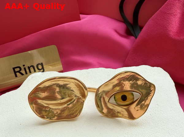 Schiaparelli Wink Ring in Hammered Gold Brass and Enamel Ring Replica