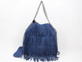 Stella McCartney Falabella Fringe Tote Bag Blue Leather for Sale