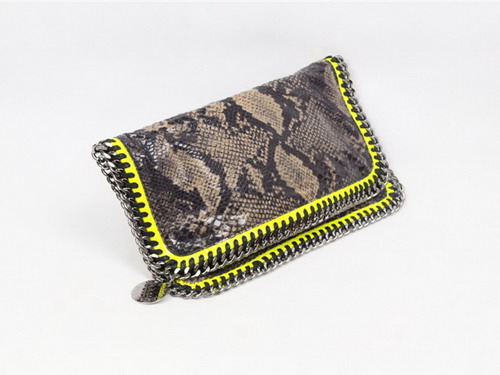Stella McCartney Falabella Snake Print Fold over Clutch Bag Brown for Sale
