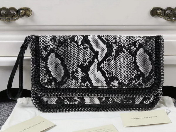 Stella Mccartney Falabella Alter Snake Fold Over Clutch in Black for Sale