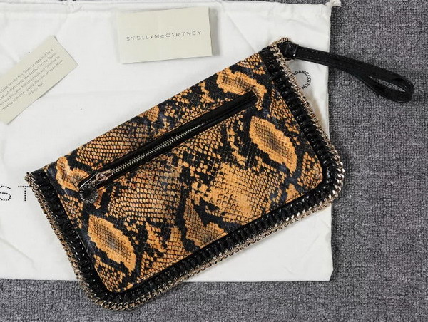 Stella Mccartney Falabella Alter Snake Fold Over Clutch in Brown for Sale
