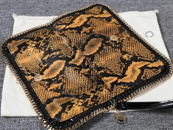 Stella Mccartney Falabella Alter Snake Fold Over Clutch in Brown for Sale
