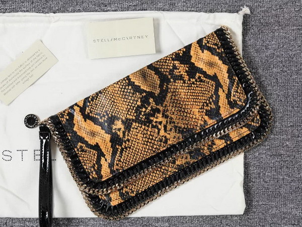 Stella Mccartney Falabella Alter Snake Fold Over Clutch in Brown for Sale