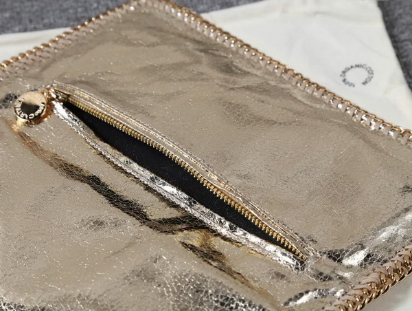 Stella Mccartney Falabella Alter Snake Fold Over Clutch in Gold for Sale