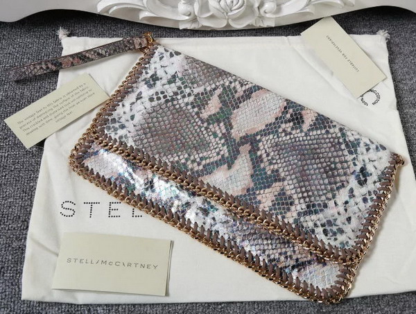 Stella Mccartney Falabella Alter Snake Fold Over Clutch in White for Sale