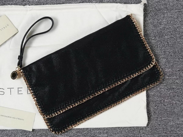 Stella Mccartney Falabella Chamois Fold Over Clutch in Black for Sale