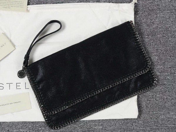 Stella Mccartney Falabella Chamois Fold Over Clutch in Black for Sale