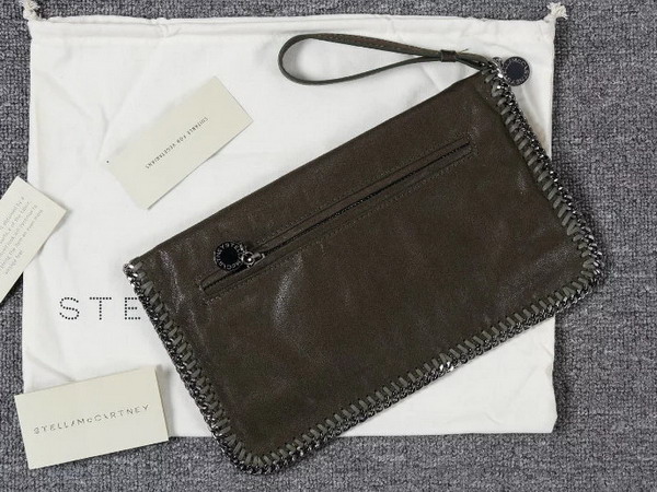 Stella Mccartney Falabella Chamois Fold Over Clutch in Dark Brown for Sale