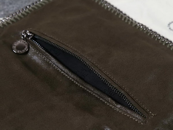 Stella Mccartney Falabella Chamois Fold Over Clutch in Dark Brown for Sale