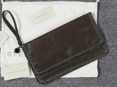Stella Mccartney Falabella Chamois Fold Over Clutch in Dark Brown for Sale
