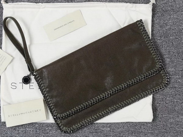 Stella Mccartney Falabella Chamois Fold Over Clutch in Dark Brown for Sale