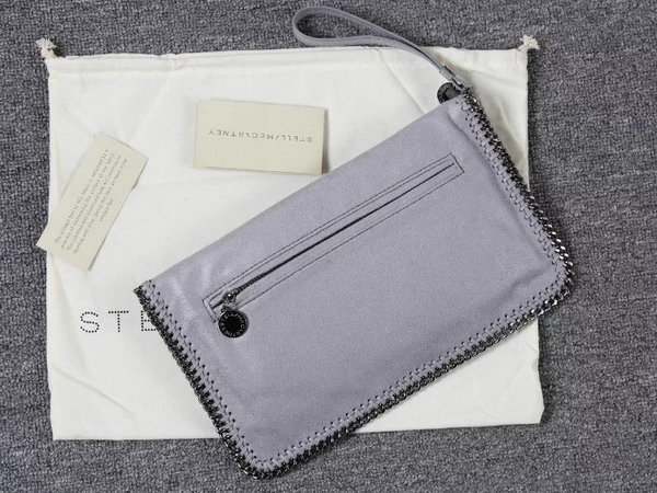 Stella Mccartney Falabella Chamois Fold Over Clutch in Light Grey for Sale